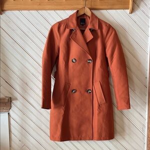 Reitmans Orange Double-Breasted Trench Coat